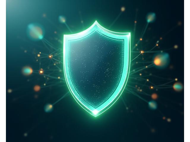 Ein visuelles Symbol für Datenschutz und Sicherheit: ein stilisiertes Schloss oder Schild, umhüllt von einer schützenden Aura.
