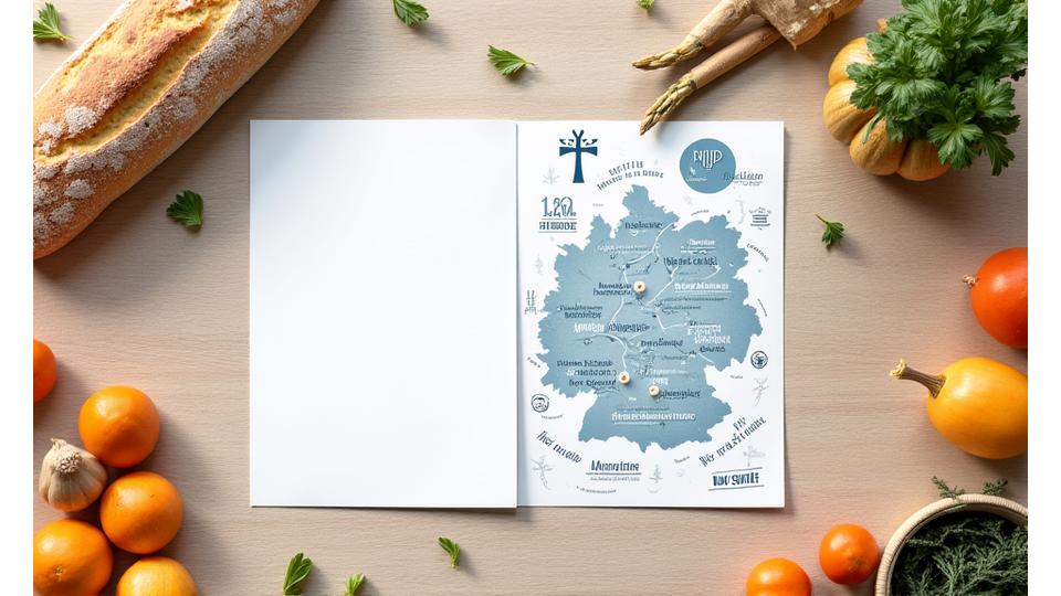 Eine interaktive Karte von Berlin mit markierten Standorten von Bio-Märkten, Reformhäusern und Bauernmärkten, daneben ein Korb mit frischen, saisonalen und regionalen Produkten.