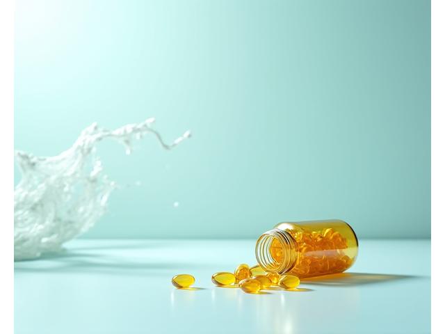 Omega-3-Ergänzungskapseln mit einem Fischsymbol auf der Verpackung.